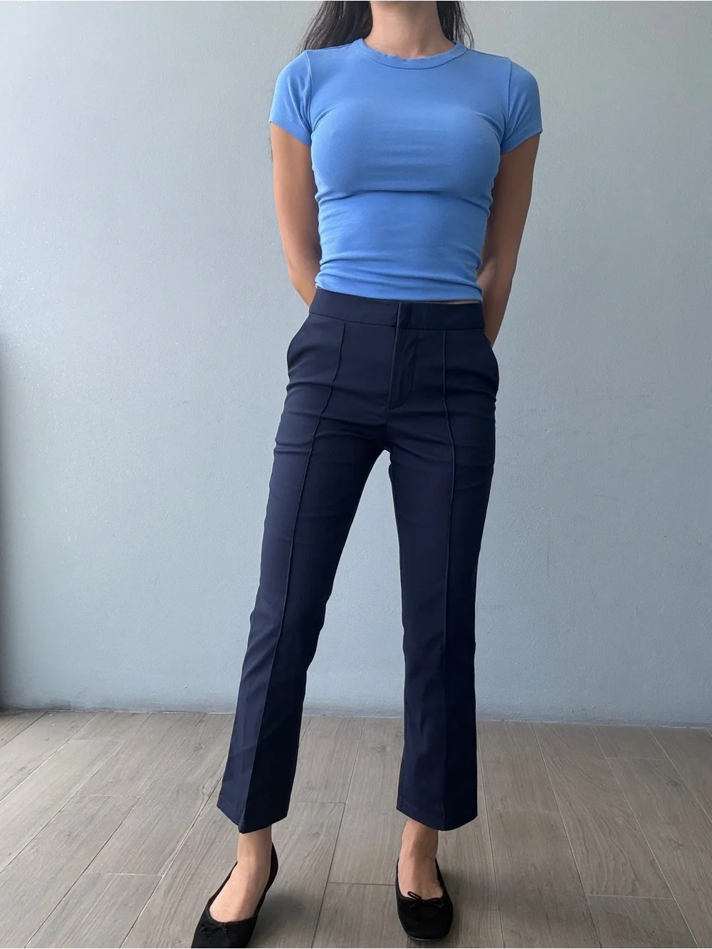 Women's Navy Pull-On Tailored Pants